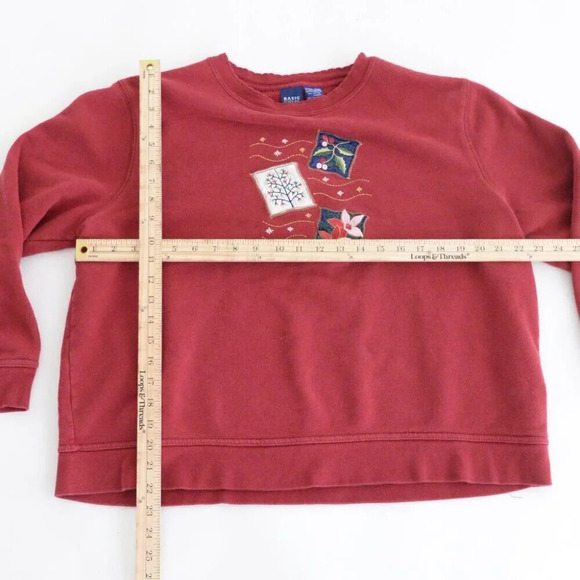 Vintage 90'S Basic Editions Maroon Floral Springtime Crewneck Sweater XL - Picture 4 of 10